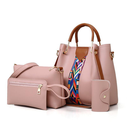 A 2023 new women&#039;s bag fashion in Europe and America, four-piece female bag, hand bill of lading, shoulder crossbody bag and practical bucket bag wholesale.