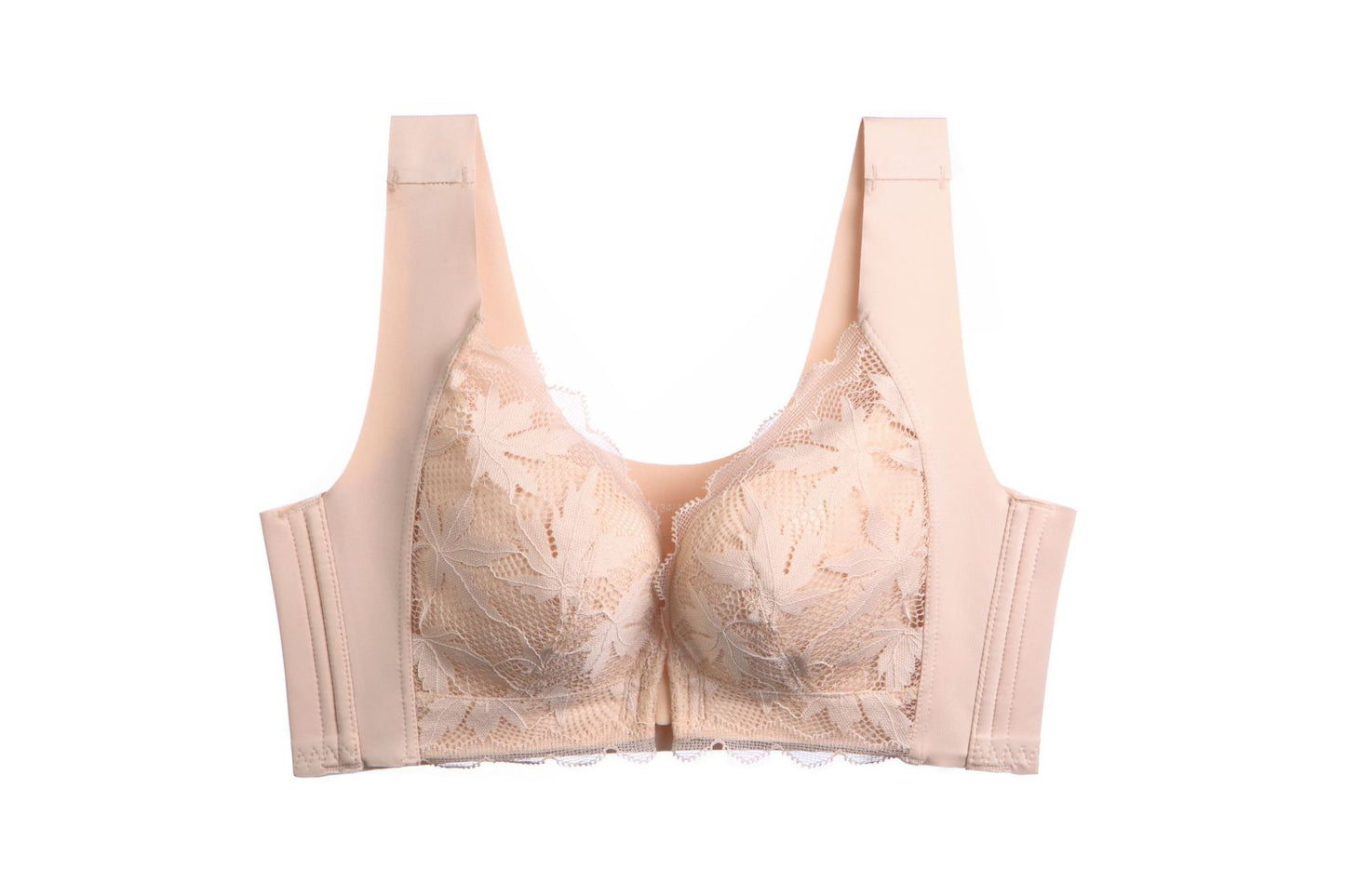 Front button vest seamless, steel ring-free, beautiful back integrated underwear thin cross-border big breasts and small lace bra weight ：0.4KG