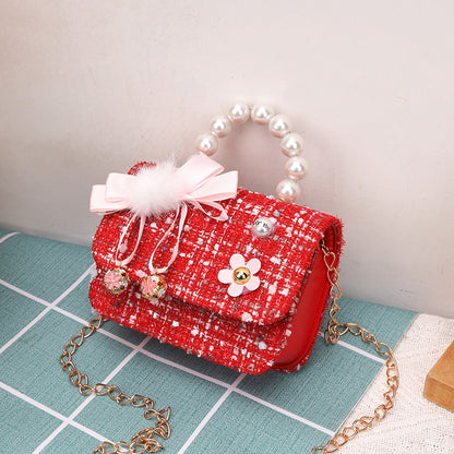 Princess, Fragrance, Chain Bag, Baby, Pearl Accessories, Hand Bag, Cute Bow Girl, Shoulder Bag