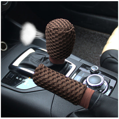 Massage Coarse Mesh Ringless Elastic Steering Wheel Cover Gear Cover Handbrake Cover Handlebar Cover 2-3 Piece Set (MOQ:10 SET ,If buy one piece need 1usd extra fee)