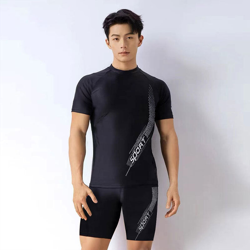 Traje de baño extremo para hombre, bañador de 22 pulgadas, nuevo, de manga corta, pantalones cortos, conjunto de cuerpo completo, traje de baño de aguas termales para hombre, joven, 0,25 kg 