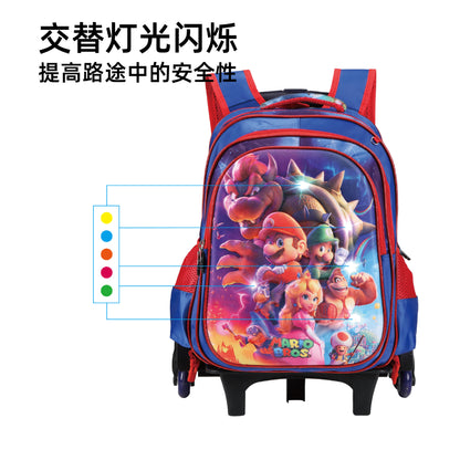 A Shaodong Cartoon Set with Lights, School Bag, Pull Rod, Double Shoulder School Bag, Detachable Three Piece Set with Film and Lights, Children's Backpack