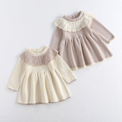 A baby clothes baby girl autumn dress knitted sweater princess foreign style child super cute one year old spring and autumn go out