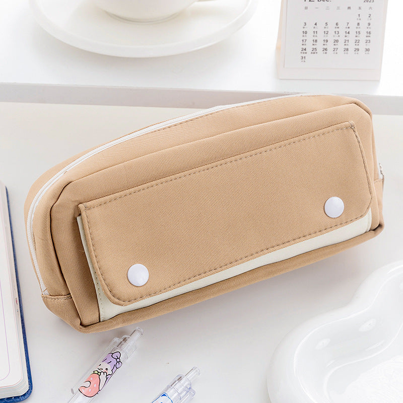 A Cross border explosive minimalist style stationery box, pencil bag, stationery bag, large capacity pencil case, student double-layer pencil case for distribution