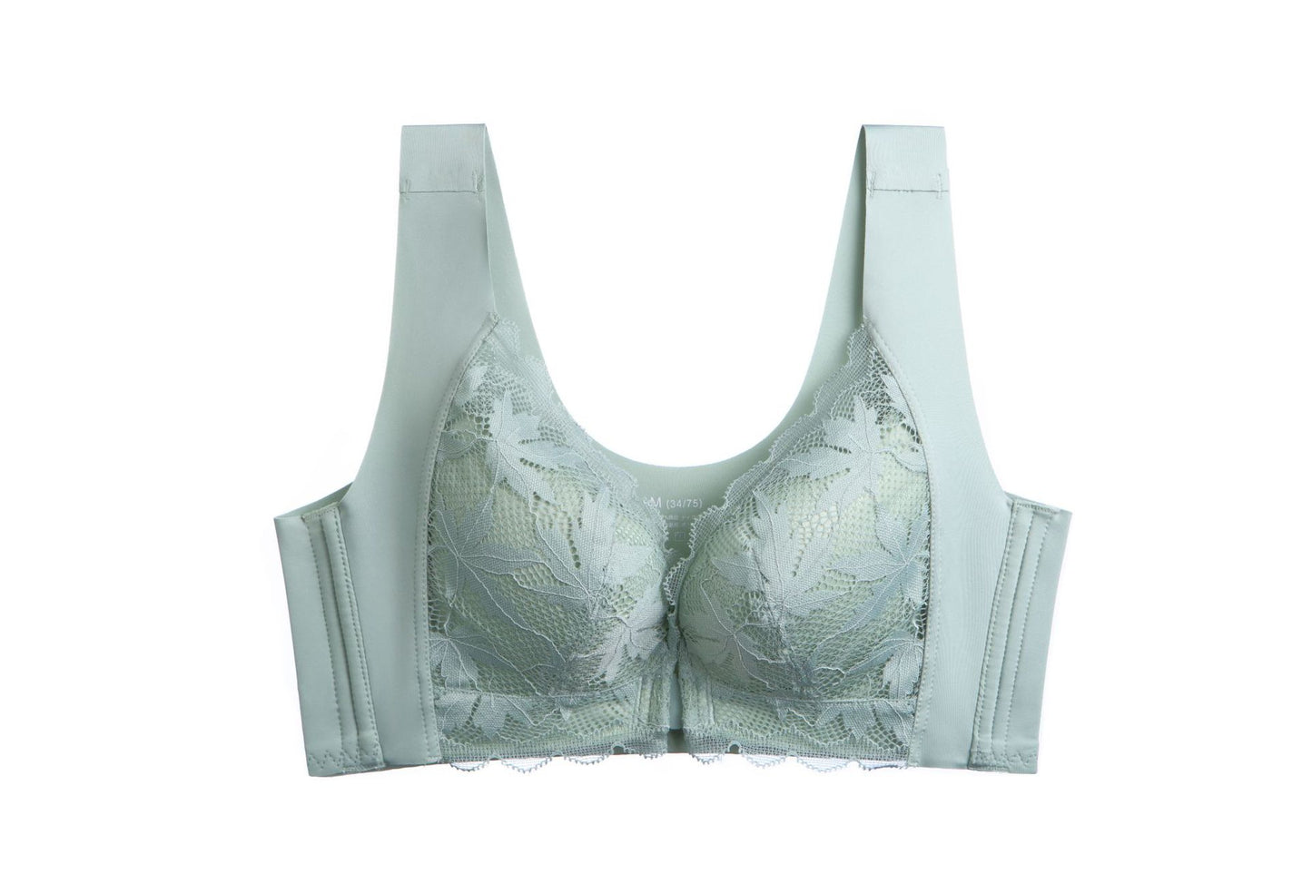 Front button vest seamless, steel ring-free, beautiful back integrated underwear thin cross-border big breasts and small lace bra weight ：0.4KG