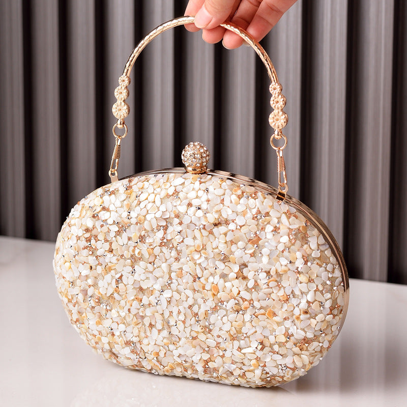 Bolso de cena con incrustaciones de diamantes transfronterizos Bolso de noche con diamantes redondos Bolso cheongsam con asa Bolso de banquete de comercio exterior Bolsos de venta directa de fábrica 