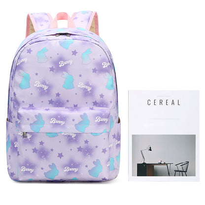 A children's printed backpack, cartoon backpack for elementary and middle school students, rice bag, two-piece set, waterproof girl's backpack