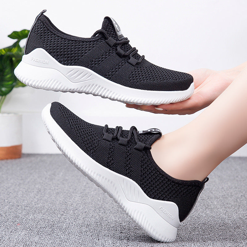 Female Shoes Cross border New Casual Fashion Running Shoes Flyknit Breathable Women's Shoes Soft Sole Trendy Sports Shoes Female