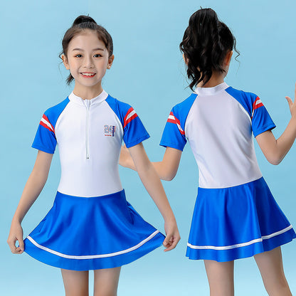 A 【Tejido de poliéster Ya】 Traje de baño para niños Traje de baño de entrenamiento deportivo de una pieza para estudiantes de niñas de tamaño grande, pequeño y mediano Traje de baño para niñas 0,2 KG 