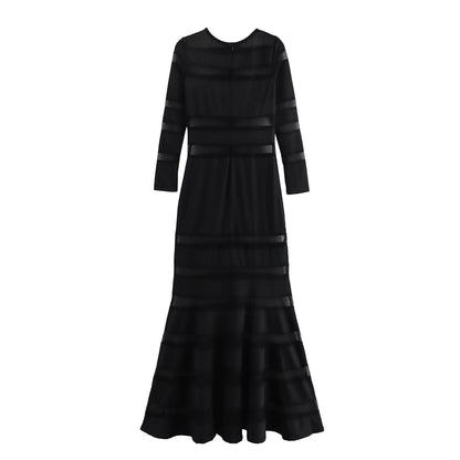 A European and American cross-border women's clothing wholesale women's black splicing dress