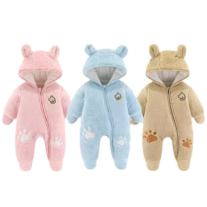 A newborn baby onesie autumn and winter set with cotton thickened warm cotton clothes baby winter clothes foot-wrapped Romper new models