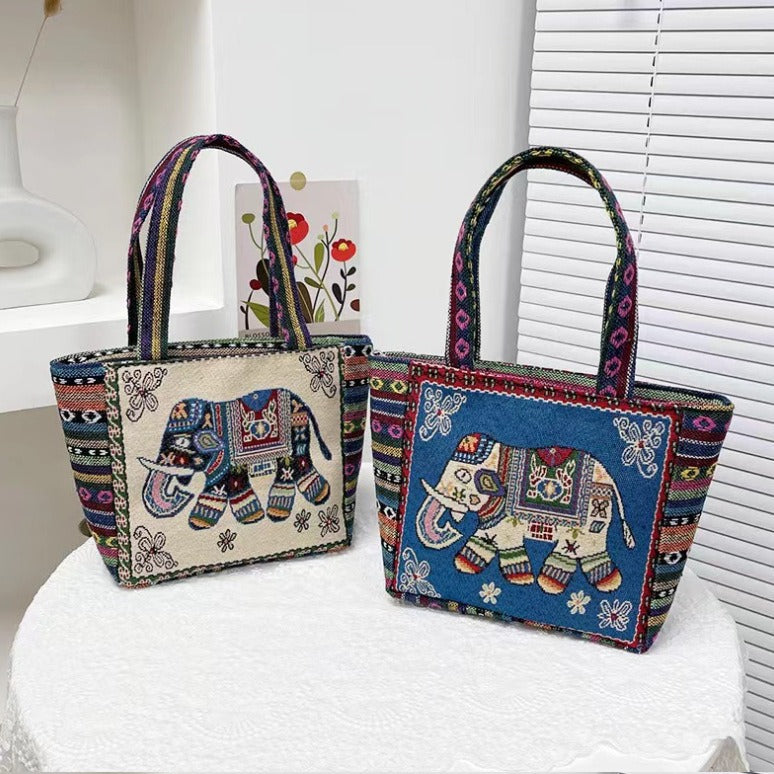 double sided embroidery printed bag