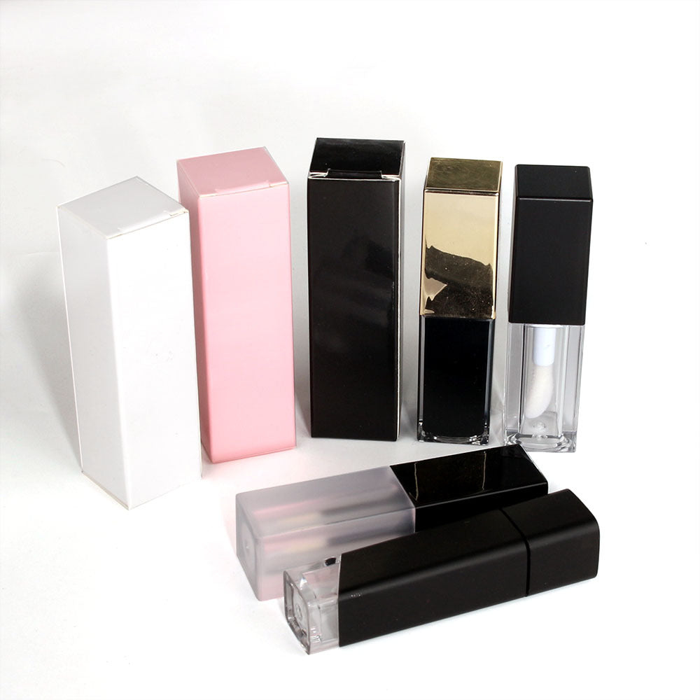 A spot pink lipstick lip gloss tube packaging carton cosmetic packaging white empty box 25X87mm printable logo MOQ: 100 PIECE