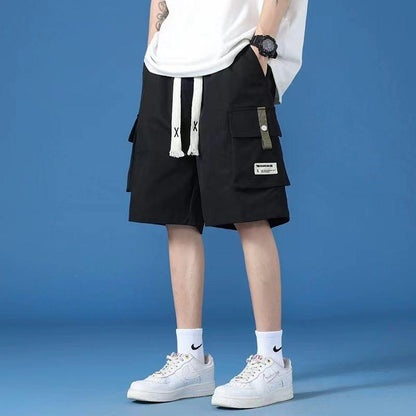 A Ice silk cargo shorts, men's summer new thin high-end trendy brand style American loose explosive casual pants