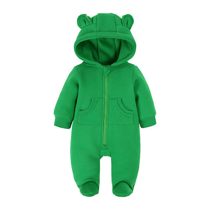 A AliExpress wish newborn baby onesie autumn and winter fleece thick warm climbing clothes baby winter foot-wrapped Romper