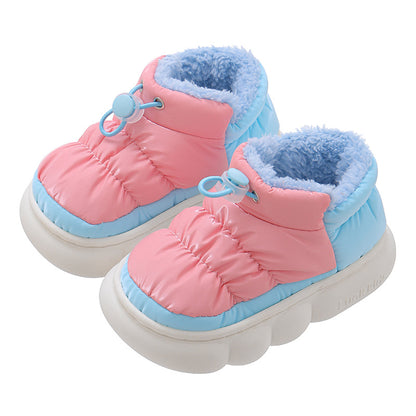 A Winter children's cotton slippers boys and girls parent-child bag with down cloth waterproof and warm and down medium-sized children's baby cotton shoes