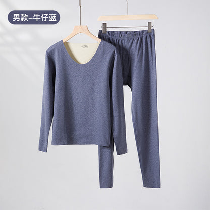 A autumn and winter silk wool thermal underwear female couple German velvet heating thickened primer long johns set wholesale