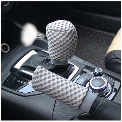 Massage Coarse Mesh Ringless Elastic Steering Wheel Cover Gear Cover Handbrake Cover Handlebar Cover 2-3 Piece Set (MOQ:10 SET ,If buy one piece need 1usd extra fee)