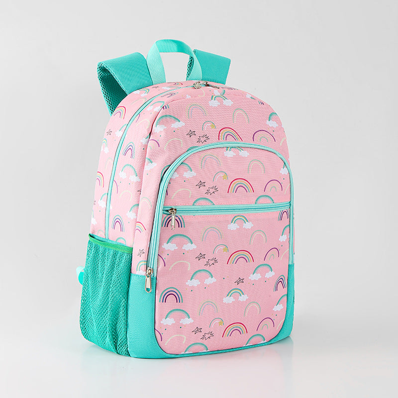 Un nuevo conjunto de tres piezas de mochila escolar para niños de otoño, bolsa para el almuerzo con unicornio, conjunto de estuche para bolígrafos del mismo estilo popular entre los niños 