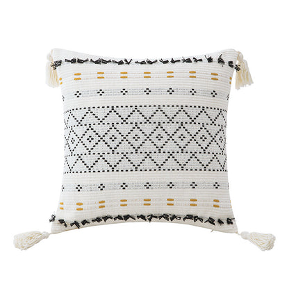 A Bohemian Striped Pillow Cover Embroidered Jacquard Fringe Pillow Cushion Cover Pastoral ins Wind Fringe Pillow