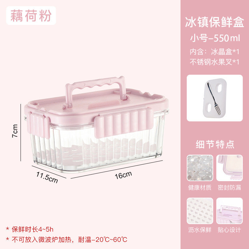 A summer mobile small refrigerator fresh-keeping box for fruit outings, elementary school student bento box with built-in ice box, cold food box