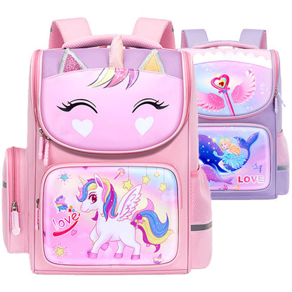 A New Children's School Bag Elementary School Student Burden Reduction Spine Protector Backpack Cute Space Bag for Boys and Girls 1-3-6 Grades