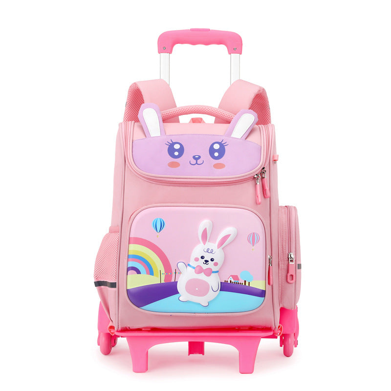 A Wholesale of 2024 new primary school school student backpacks, girls and children's suitcase, boys detachable drag cartoon