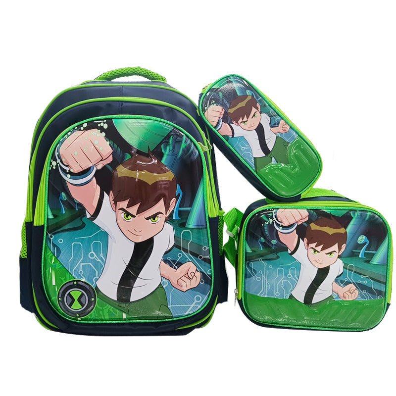 A Shaodong Cartoon Set with Lights, School Bag, Pull Rod, Double Shoulder School Bag, Detachable Three Piece Set with Film and Lights, Children's Backpack