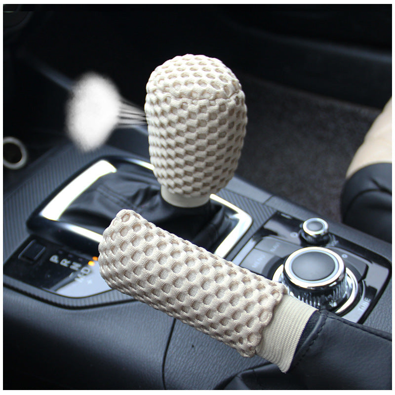 Massage Coarse Mesh Ringless Elastic Steering Wheel Cover Gear Cover Handbrake Cover Handlebar Cover 2-3 Piece Set (MOQ:10 SET ,If buy one piece need 1usd extra fee)