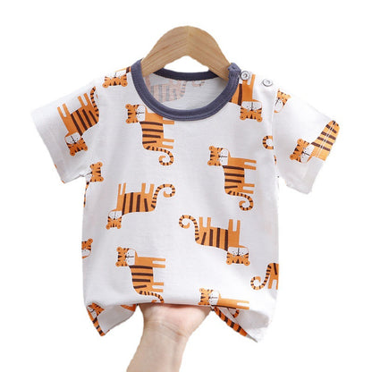 Nueva camiseta de manga corta para niños de puro algodón para niñas, ropa de verano para bebés, ropa de verano para niños, una pieza para reemplazo de cabello. 