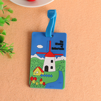 A cartoon boarding PVC luggage tags wholesale creative cartoon airplane luggage hang tags silicone luggage boarding tags