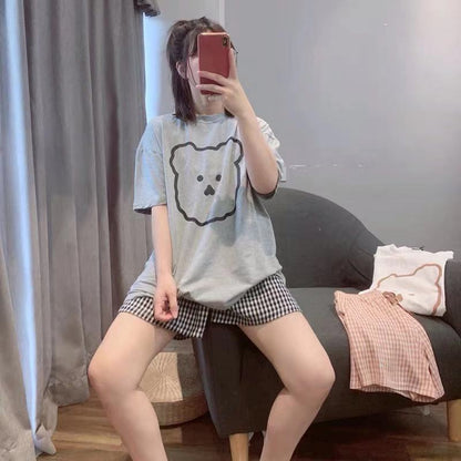 A Trade hot pajamas 2024 pajamas women's summer new short-sleeved shorts crew neck set foreign trade direct sales