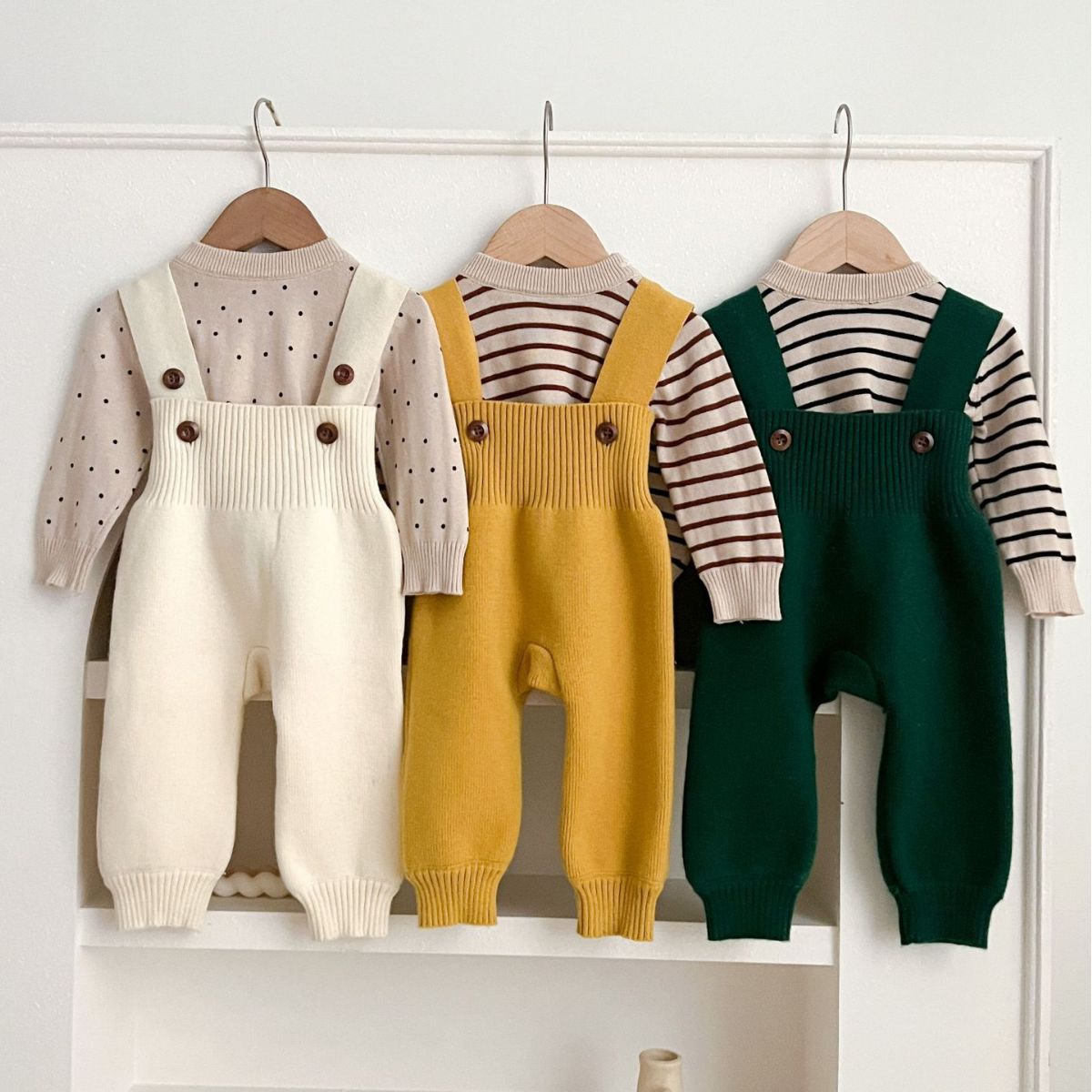 A ins style baby autumn knitted overalls Korean version infant onesie male and female baby foreign style knitted pants