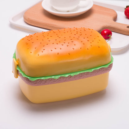 Una lonchera creativa y linda para estudiantes con forma de hamburguesa, lonchera para microondas, lonchera para niños de varias capas, caja para conservar frutas, regalo 