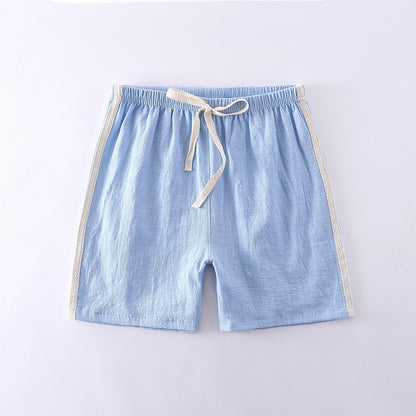 Pantalones cortos para niños, de algodón puro, estilo fino de verano, pantalones deportivos y de ocio de cinco puntos para niños, pantalones cortos para niñas y bebés. 