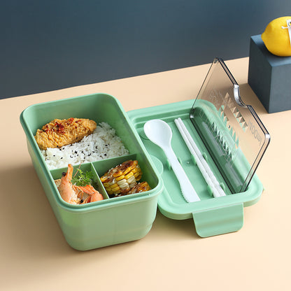 A food grade leak proof sealed student lunch box, single-layer Japanese bento box with tableware, lunch box, microwave oven factory direct sales 260G