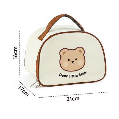 A 304 stainless steel insulated lunch box divided into two cute student compartments, sealed bento box with lid, lunch box