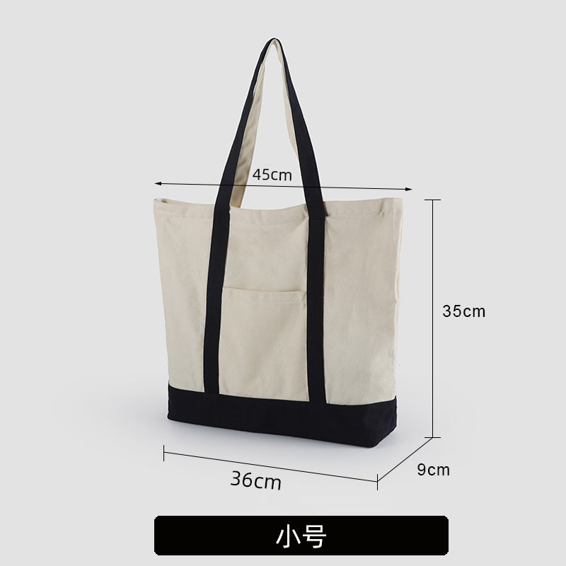 A thickened canvas supermarket environmental protection bag large capacity new cross-border grocery shopping bag strong zipper tote bag can be printed logo