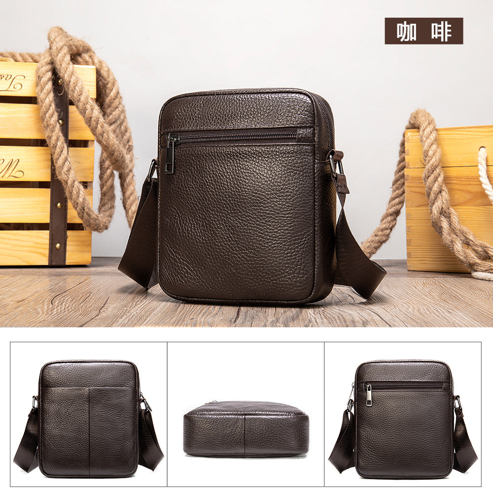 Business men's genuine leather small shoulder bag daily first layer cowhide commuting high-end genuine small satchel men's messenger bag