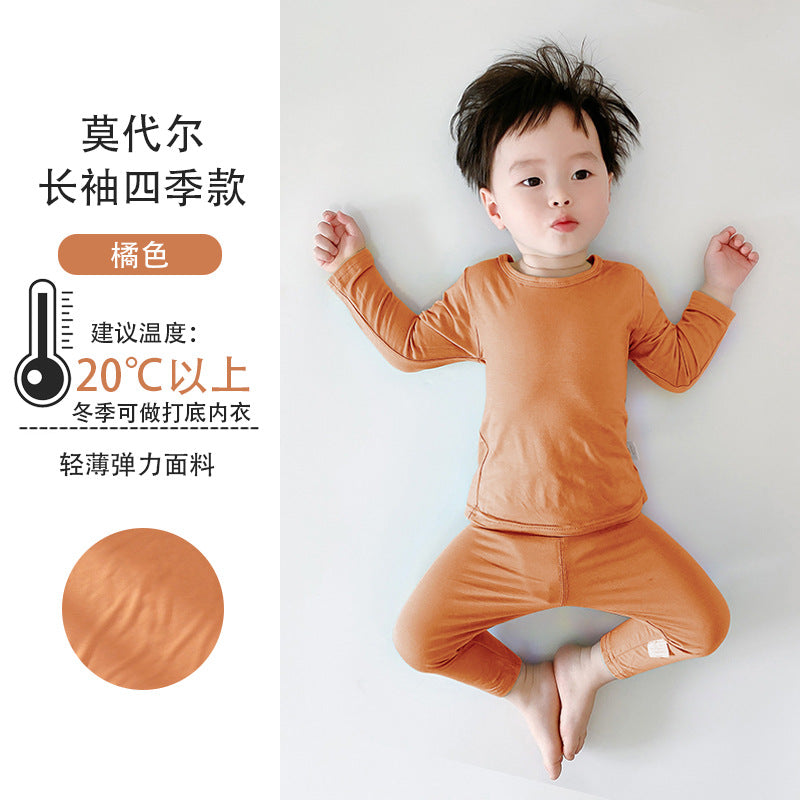 Baby set, summer thin air conditioned suit, high waist belly protection, short sleeve middle pants, pajamas, modal baby boy, summer dress, women, 0.2kg