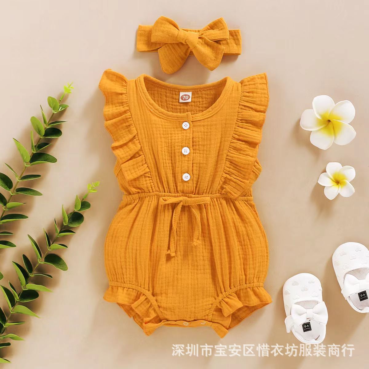 Summer baby onesies, ins, popular newborn bags, fart clothes, baby girls, sleeveless clothes, foreign climbing clothes