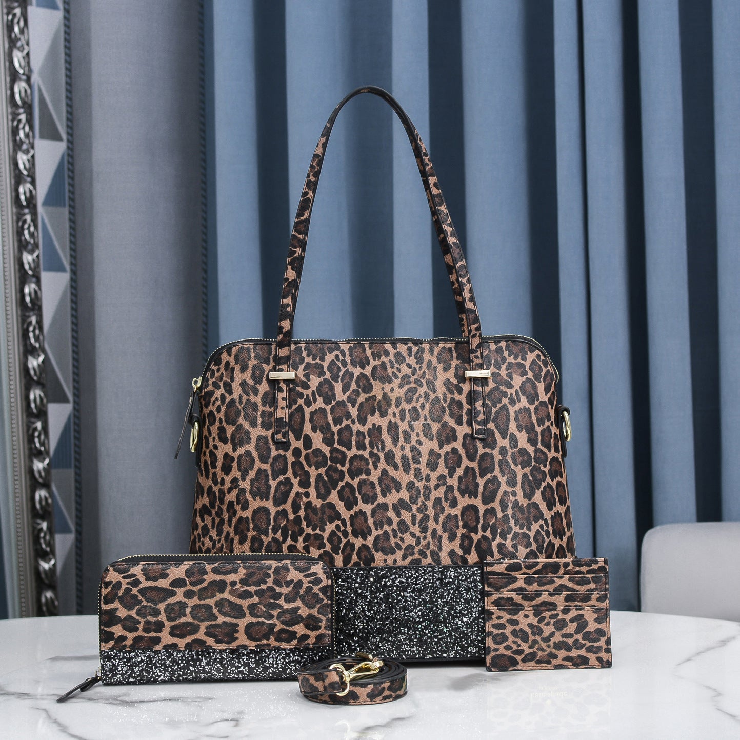 Bolso de mano retro con diseño de leopardo, bolso cruzado, bolso de hombro, bolso de muñeca 