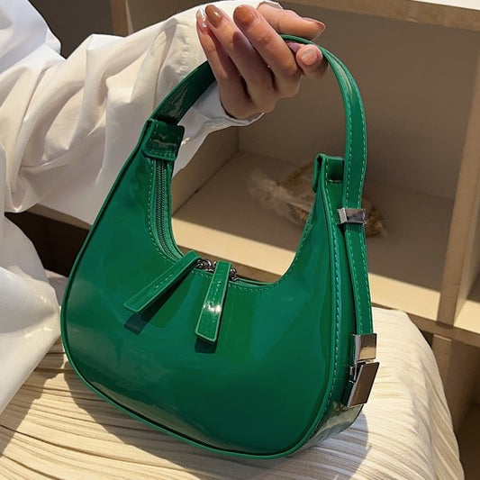 A Korean ins niche design patent leather women's bag 2024 new spring fashion versatile shoulder bag underarm bag tide