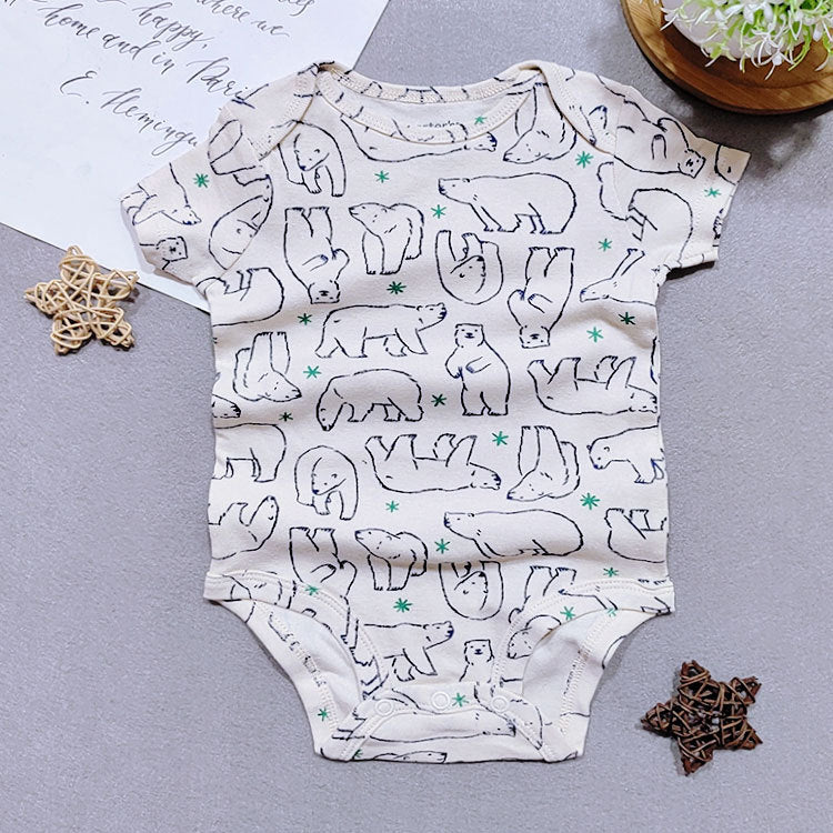 A New Summer Newborn Fart Bag Baby Cotton Short sleeved jumpsuit Baby Polar Bear Wholesale for Foreign Trade