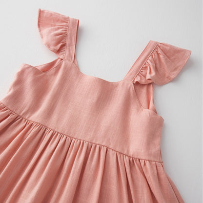 Un producto nuevo de verano de 2024 Vestido de algodón y cáñamo para niña Vestido tipo bandolera para bebé Camiseta sin mangas Falda Amazon International Cross border Instagram