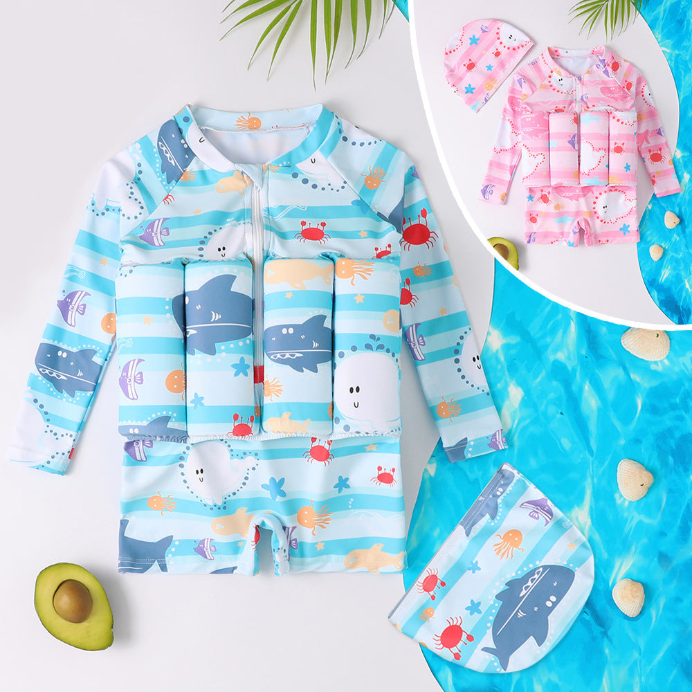 A Girls Boys SwimsuitsOne-piece Baby Girls Swimwear Children's Surf Clothes Tide Buoyancy Swimsuit Wholesale 0.3KG