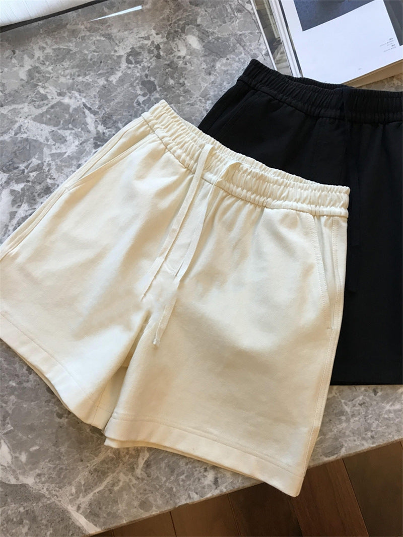 A foreign trade summer casual touch soft waxy upper body light and stylish~ high waist drawstring thin five-point denim shorts women