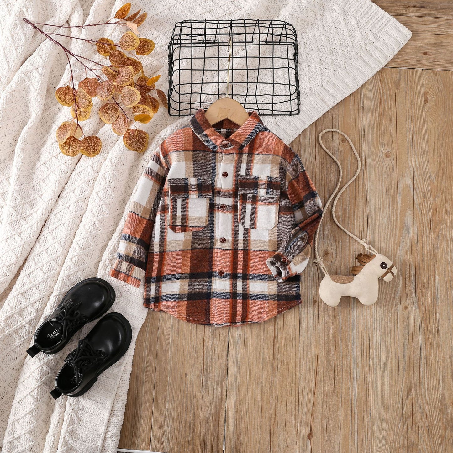 A kids wear cross-border foreign trade popular children's clothing boys and girls multi-colored plaid long-sleeved tops, spring and autumn shirts