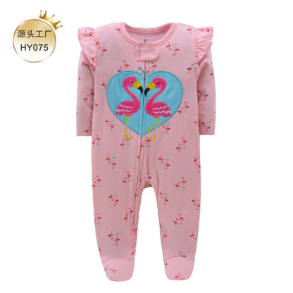 A 0-1 Baby onesie long-sleeved cotton thin newborn baby four-season air-conditioned clothing pajamas Romper socks climbing clothing