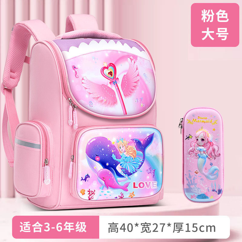 A New Children's School Bag Elementary School Student Burden Reduction Spine Protector Backpack Cute Space Bag for Boys and Girls 1-3-6 Grades